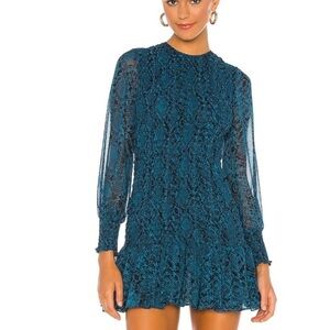 Misa Los Angeles Teal Long Sleeve Dress